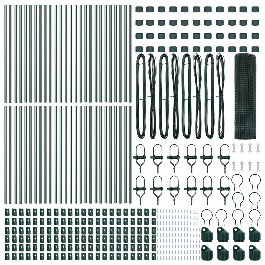 Cerca de Arame Soldado com 13 Postes Verde 0.4x100 m Aço