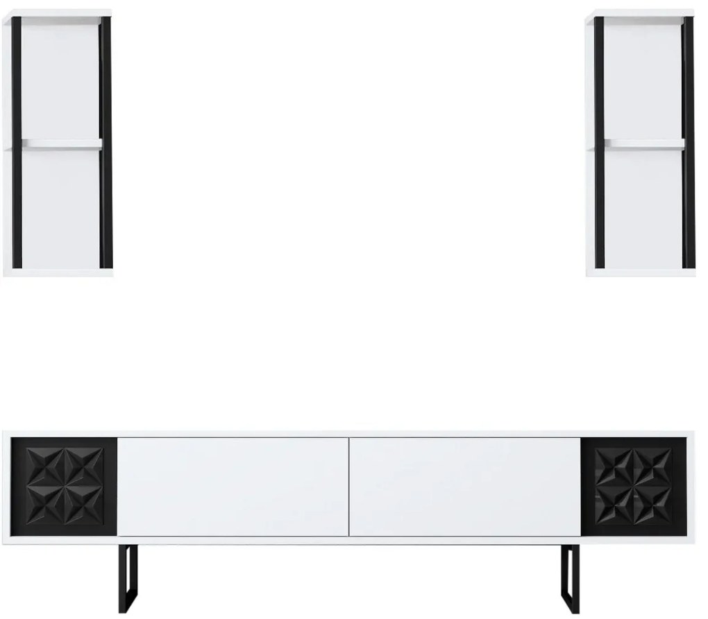 Unidade TV Black Line – Branco/Preto – 180 cm x 30 cm x 48 cm