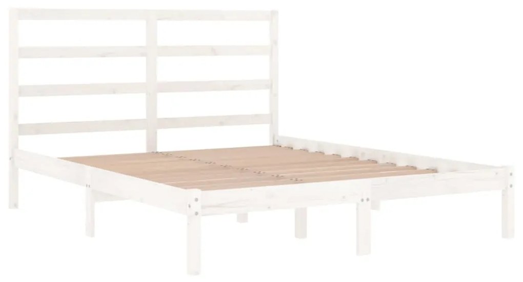 Estrutura de cama 160x200 cm madeira de pinho maciça branco