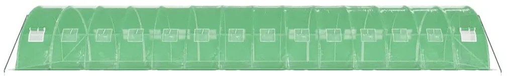 Estufa com estrutura de aço 56 m² 14x4x2 m verde
