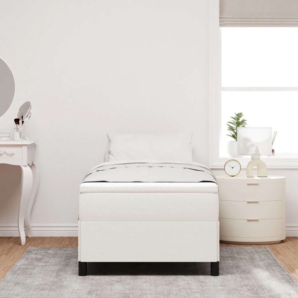 Estrutura da Cama vidaXL Creme 90x190 cm Tecido de Corduroy