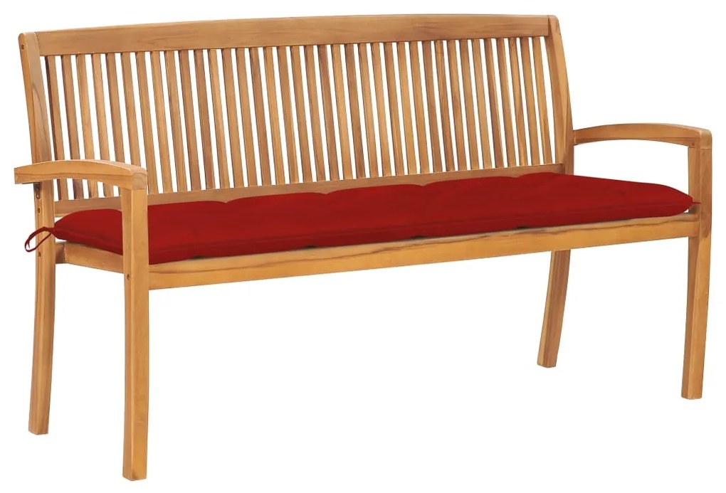 Banco de jardim empilhável c/ almofadão 159 cm teca maciça
