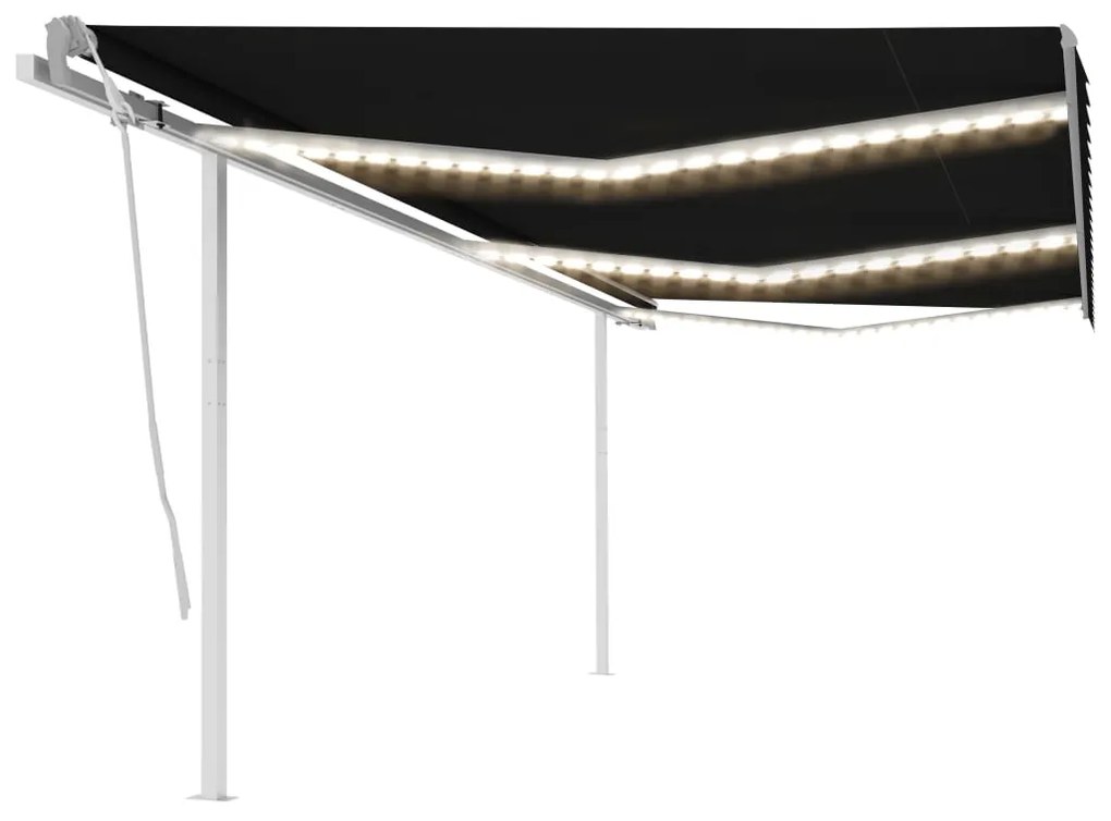 vidaXL Toldo retrátil manual com LED 6x3,5 m antracite