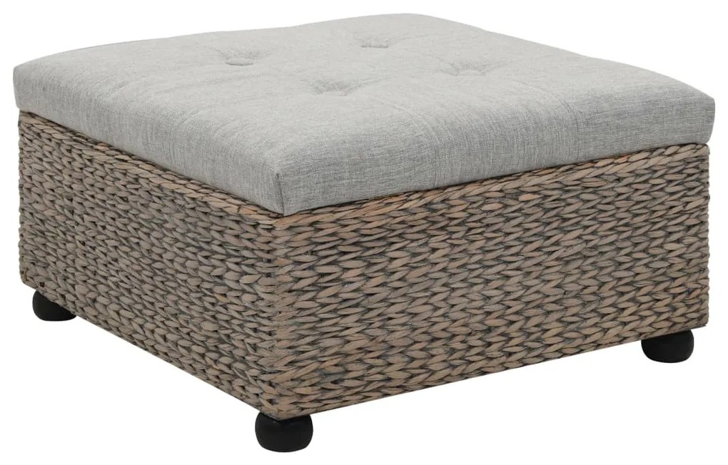 vidaXL Otomano de erva marinha 65x65x40 cm cinzento