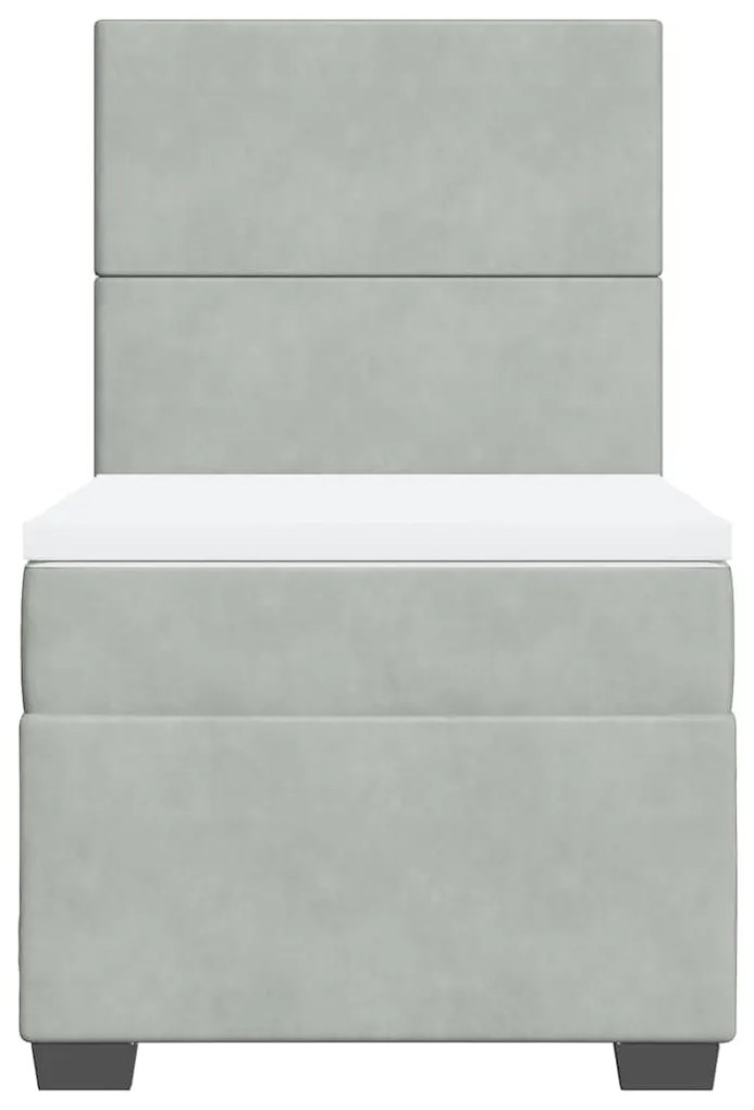Cama com molas/colchão 80x200 cm veludo cinza-claro