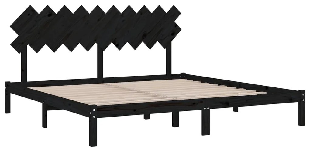 Estrutura de cama 200x200 cm preto madeira maciça