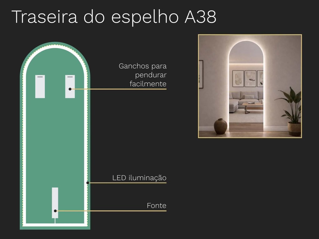 Espelho atípico com iluminação A38