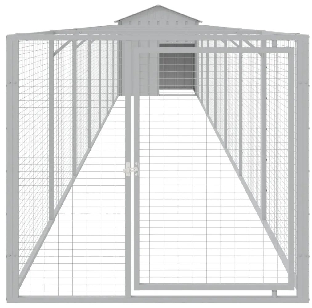 Casota para cães com telhado aço galvanizado cinzento-claro