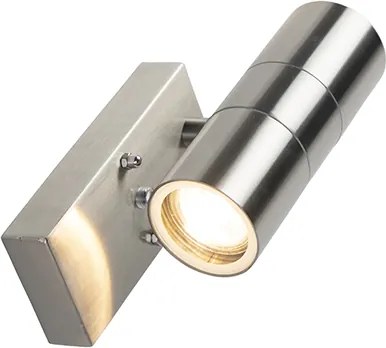 Candeeiro de parede exterior em aço 2 luzes IP44 com sensor crepuscular - Duo