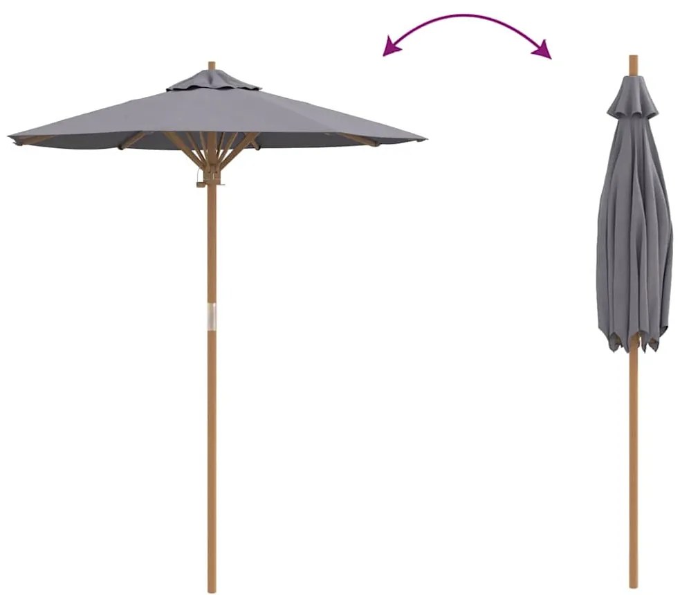 Parasol de Jardim Cinza Escuro 180x230 cm Bambu