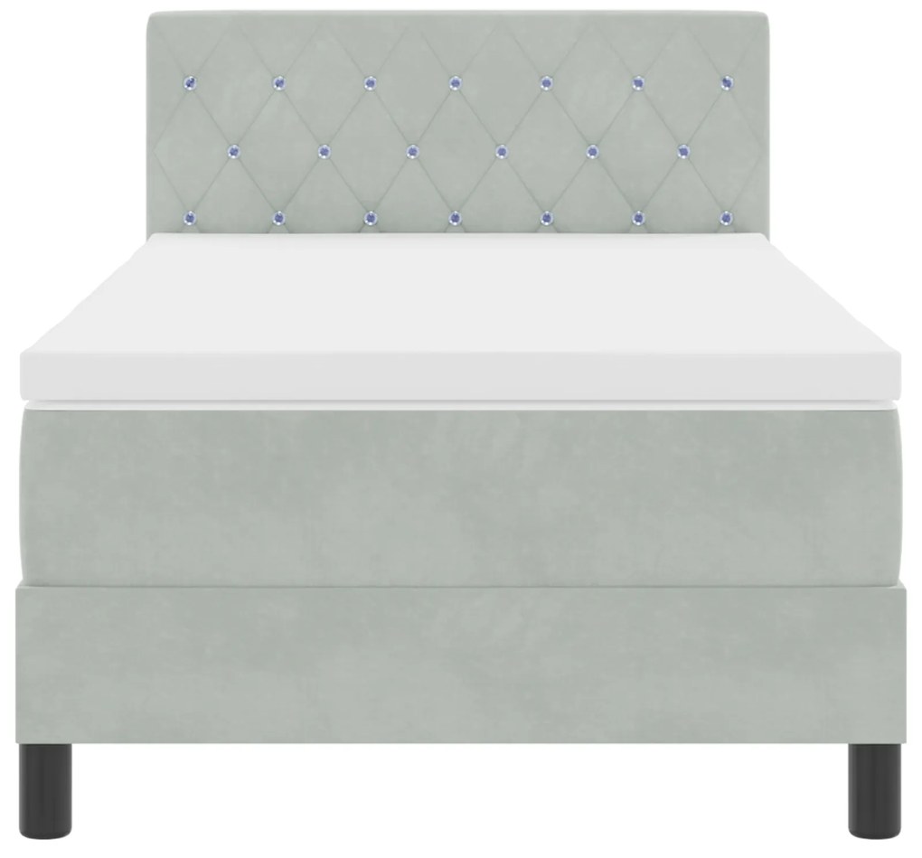 Cama Box com Colchão VidaXL Cinza Claro Solteiro Veludo
