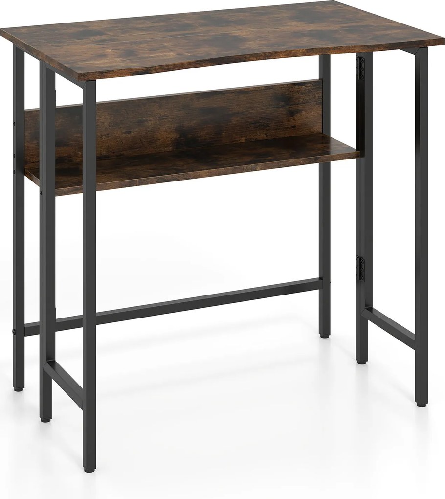 Secretária Dobrável, 80 x 47 x 76 cm, Estante Inferior, Castanho
