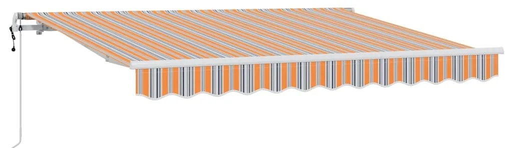 Toldo Retrátil Multicolorido e Laranja e Cinza e Azul e Branco