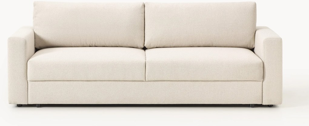 Sofá-cama em bouclé com arrumação Tasha (3 lugares)