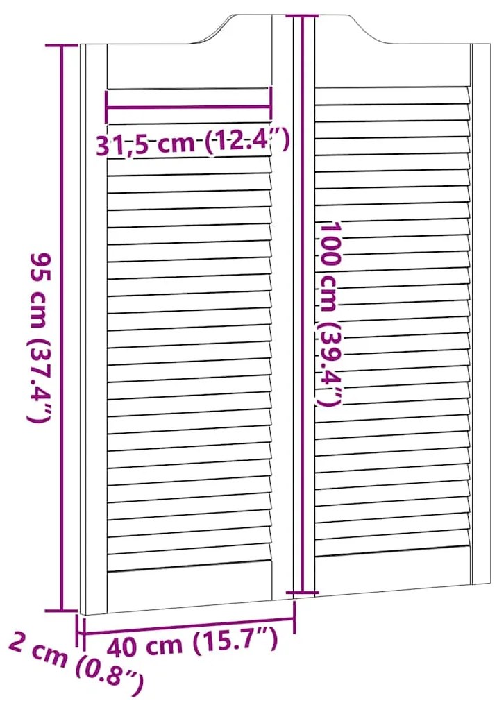 Portas de batente design de persiana 2-Par pinho maciço