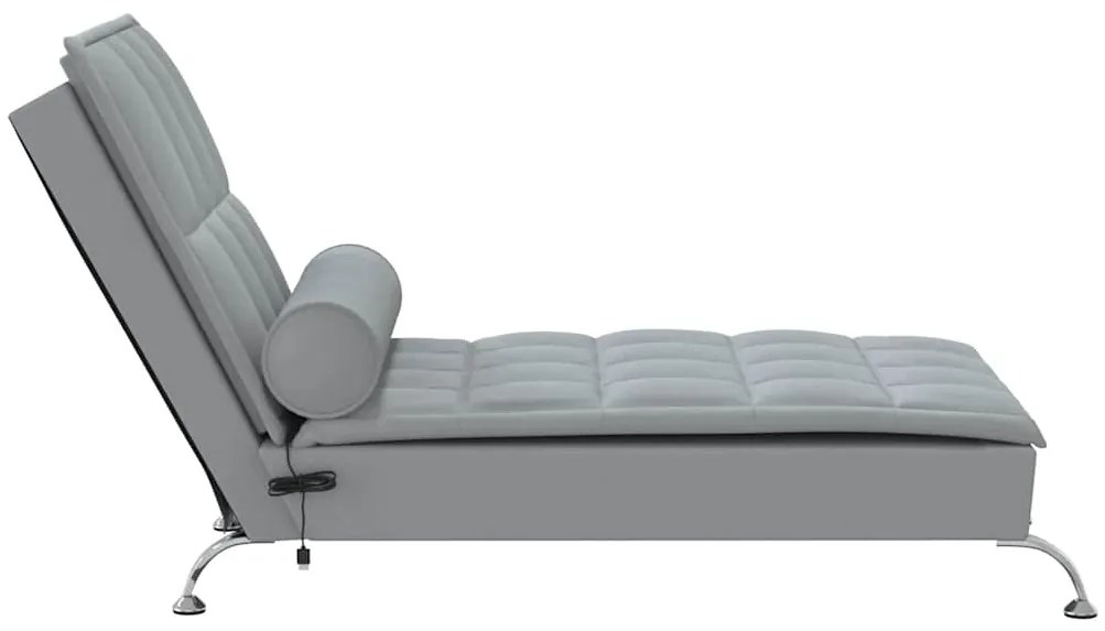 Chaise lounge de massagem com rolo tecido cinzento-claro