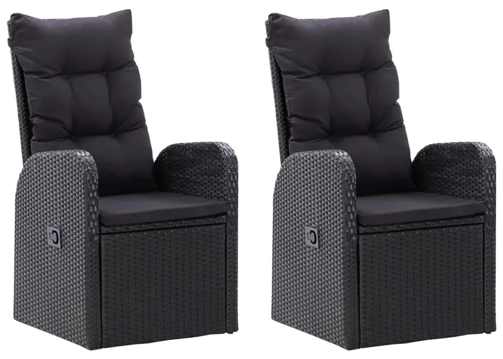 5 pcs conjunto de jantar p/ jardim c/ almofadões preto