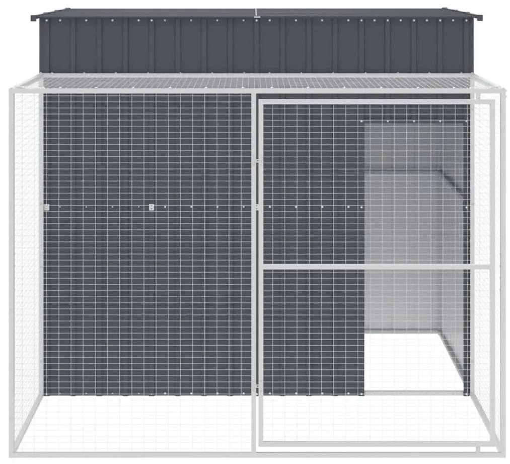 Casota p/ cães c/ parque 214x253x181 cm aço galvaniz. antracite