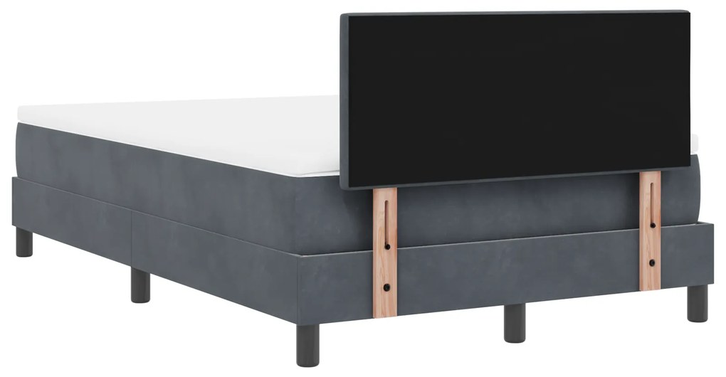 Cama Box com Colchão vidaXL Cinza Escuro Pequeno Duplo Veludo
