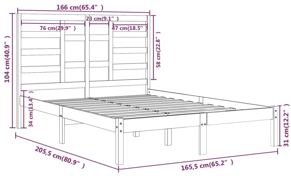 Estrutura de cama 160x200 cm madeira maciça branco