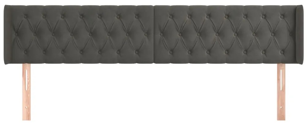 Cabeceira de cama c/ abas veludo 203x16x78/88cm cinzento-escuro