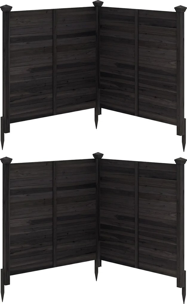 Biombos de privacidade para exterior 119 x 119 cm, 4 painéis com estacas metálicas, para ar condicionado e caixote do lixo de jardim, Preto