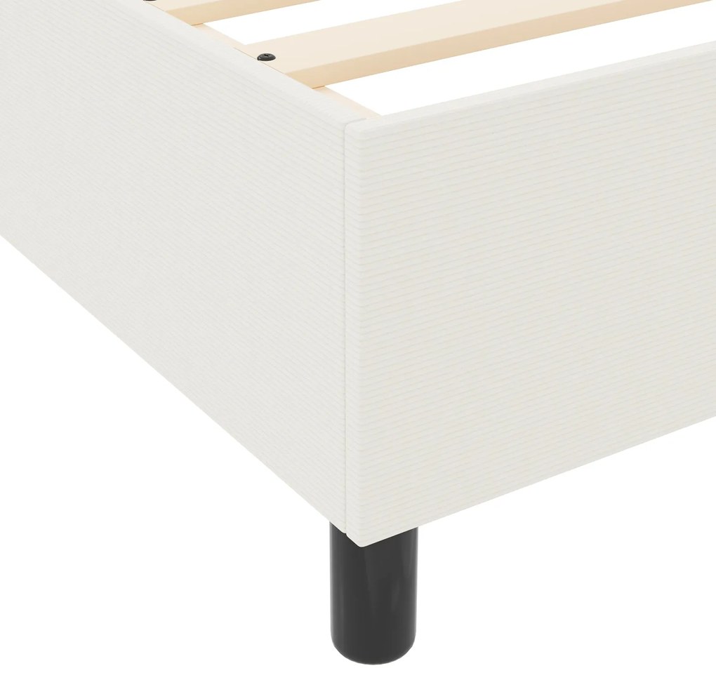 Cama Box Spring com Colchão Creme 90x200 cm Tecido de Veludo Cotelê