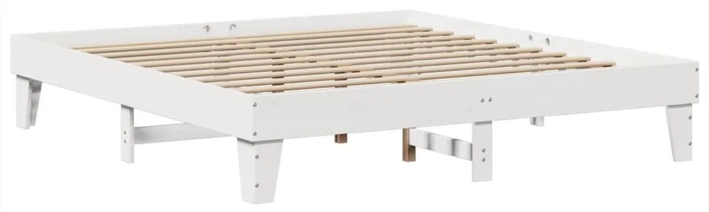 Cama sem colchão 200x200 cm madeira de pinho maciça branco