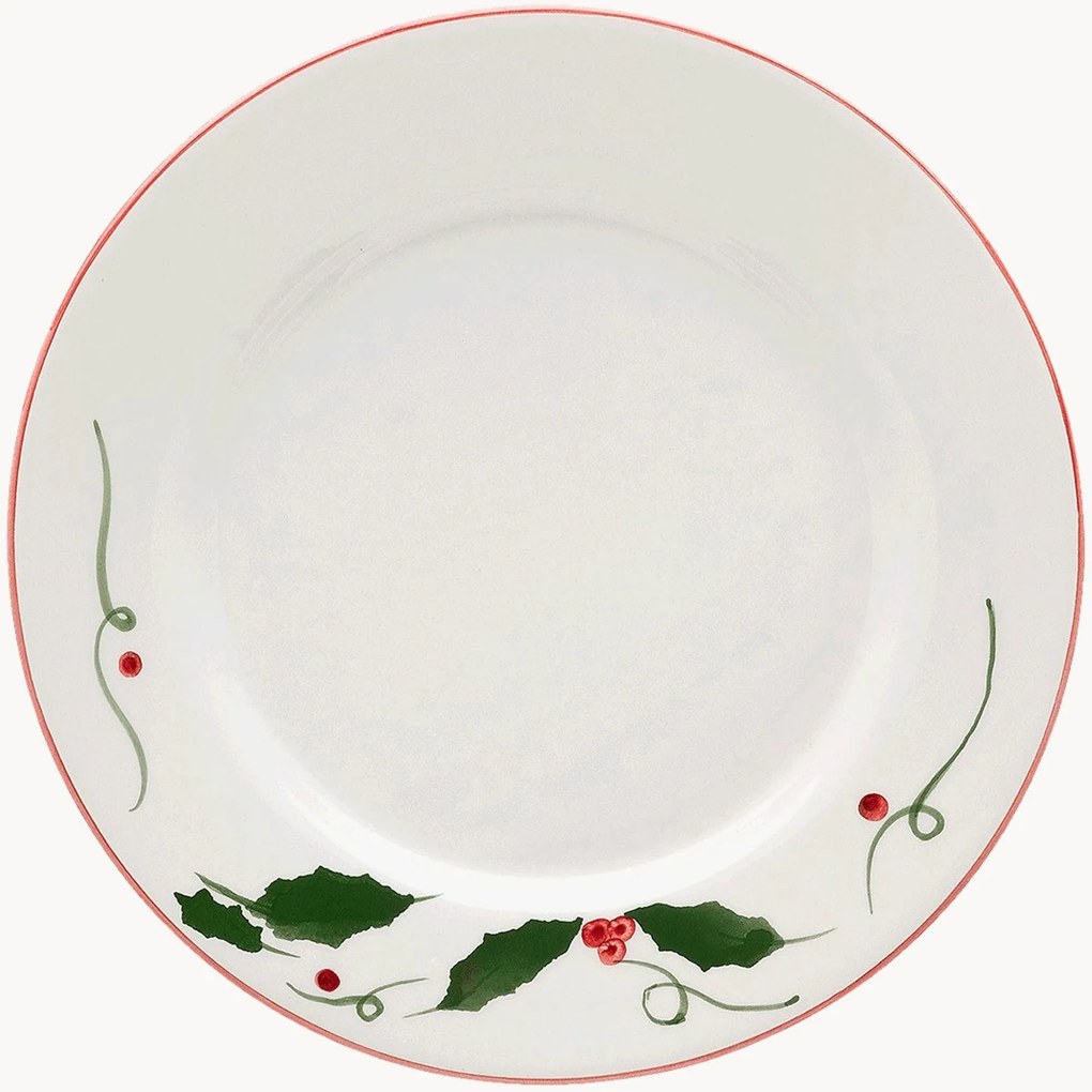 Prato de pequeno-almoço de Natal pintado à mão Holly