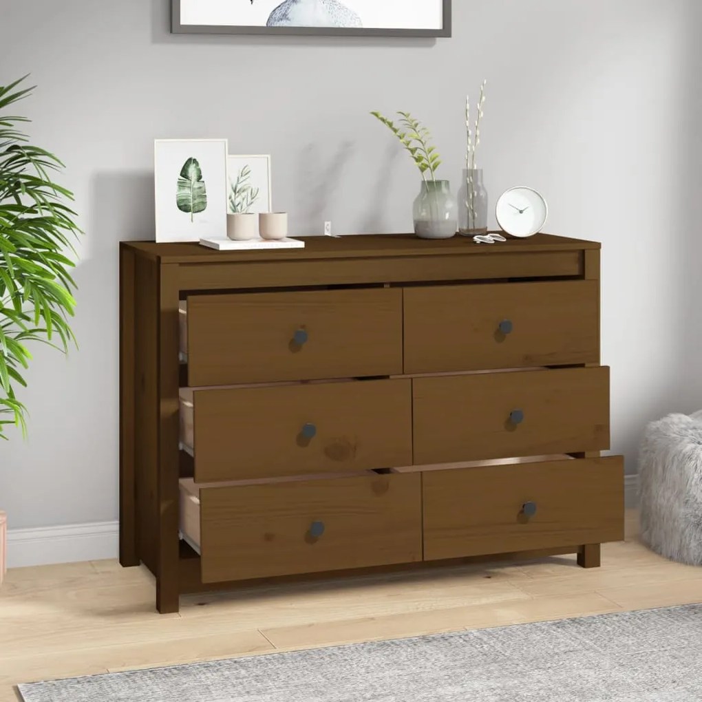 Armário de apoio 100x40x72 cm pinho maciço castanho mel