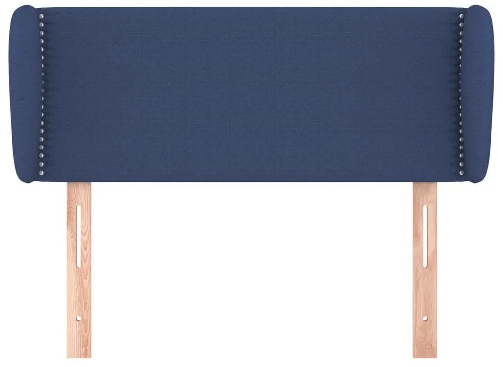 Cabeceira de cama c/ abas tecido 103x23x78/88 cm azul