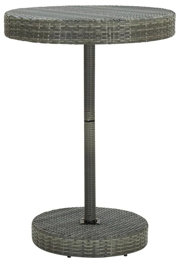 5 pcs conjunto de bar p/ jardim vime PE/acácia maciça cinzento