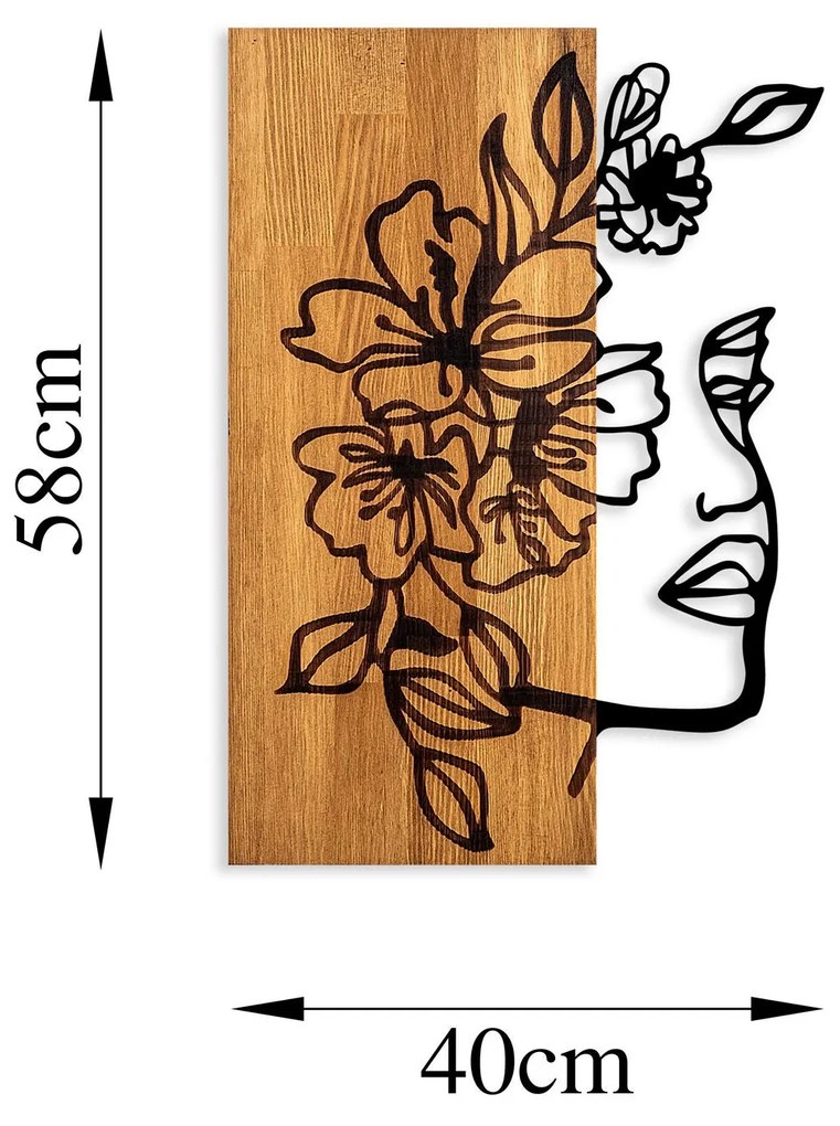 Acessório Decorativo de Parede Woman Floral Face – Nogueira Preta – 41