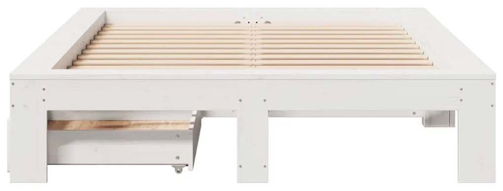 Cama sem colchão 135x190 cm madeira de pinho maciça branco