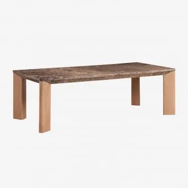 Mesa De Jantar Retangular 240x110 Cm Em Madeira De Manga E Mármore Garsea Mármore Marrom Emperador - Madeira De Manga - Sklum