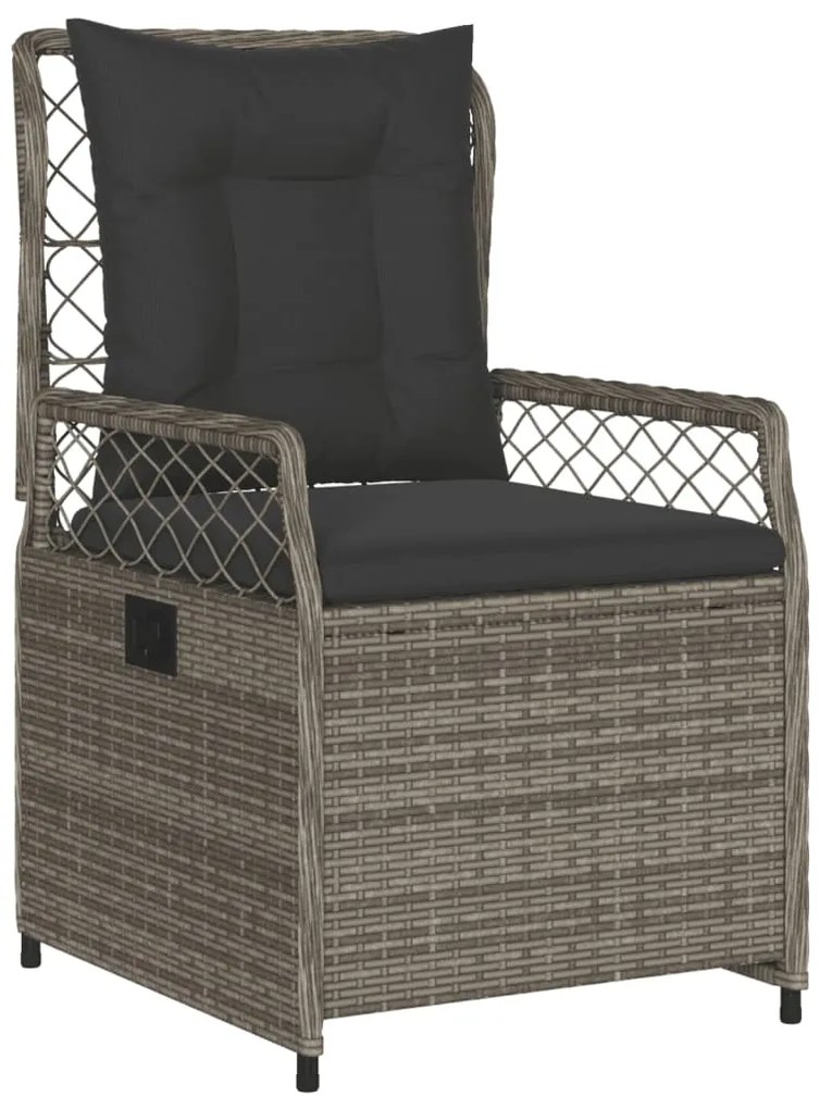5 pcs conjunto de jantar p/ jardim c/ almofadões vime PE cinza