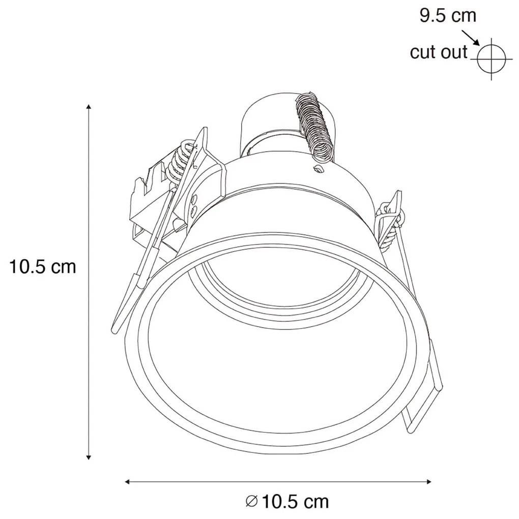Conjunto de 6 Focos Embutidos Modernos Preto com Dourado GU10 70mm IP44 - Dept