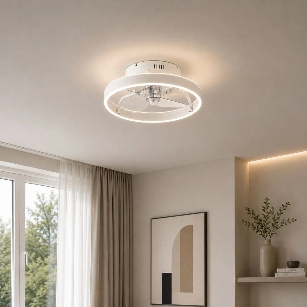 Ventilador de teto branco 50cm incl. LED regulável com controle remoto - Maddy