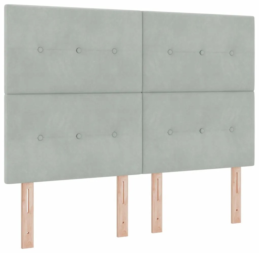 Cama Box com Colchão vidaXL Cinza Claro 140x190 cm Veludo