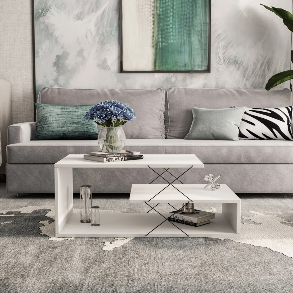 Mesa de Centro Cayenne – Branco – 100 cm x 40 cm x 50 cm