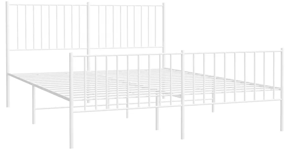 Estrutura de cama com cabeceira e pés 150x200 cm metal branco