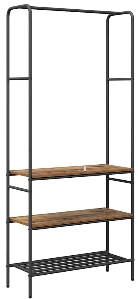 Suporte para Roupas com Prateleiras Madeira antiga