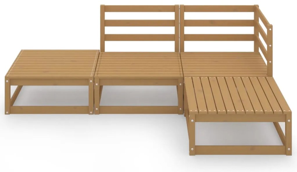 4 pcs conjunto lounge de jardim pinho maciço castanho mel