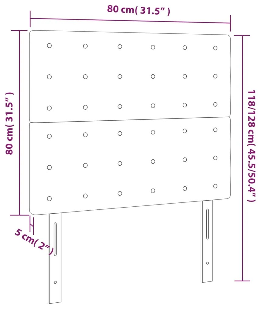 Cabeceira de cama c/ LED veludo 80x5x118/128 cm cinza-escuro