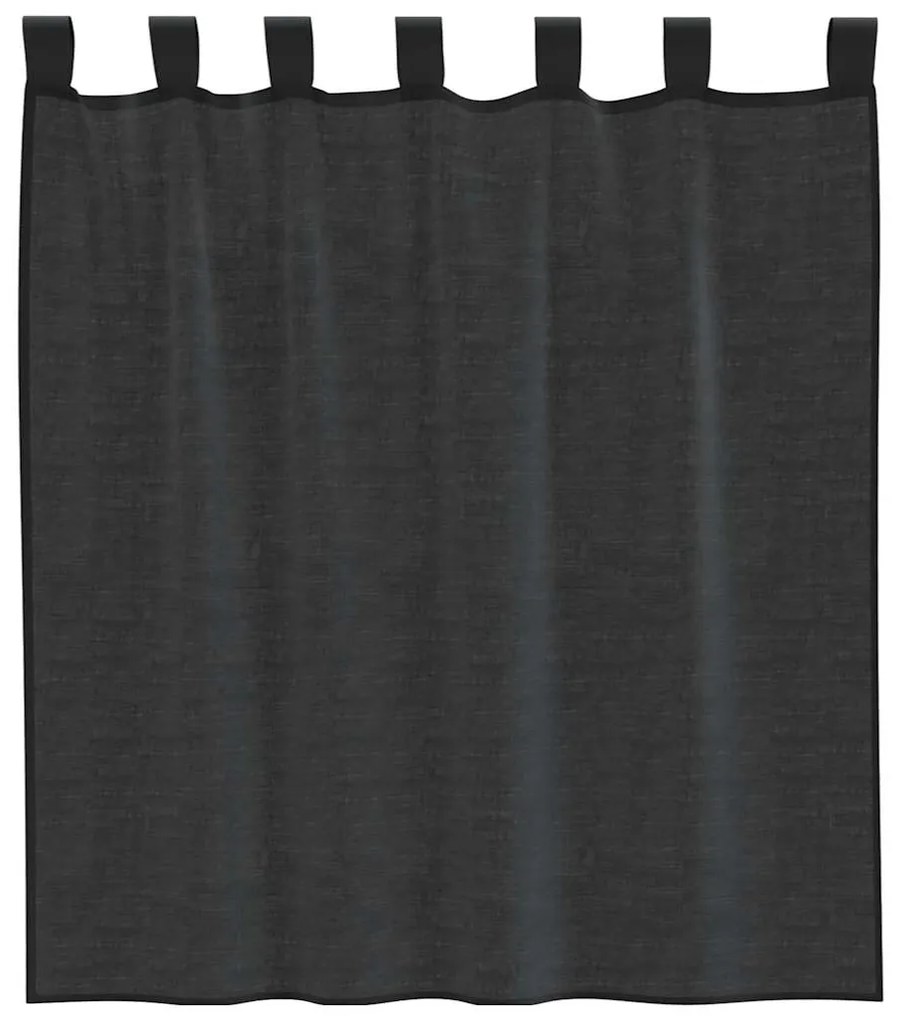 Cortinas de voile com aba 2 pcs preto