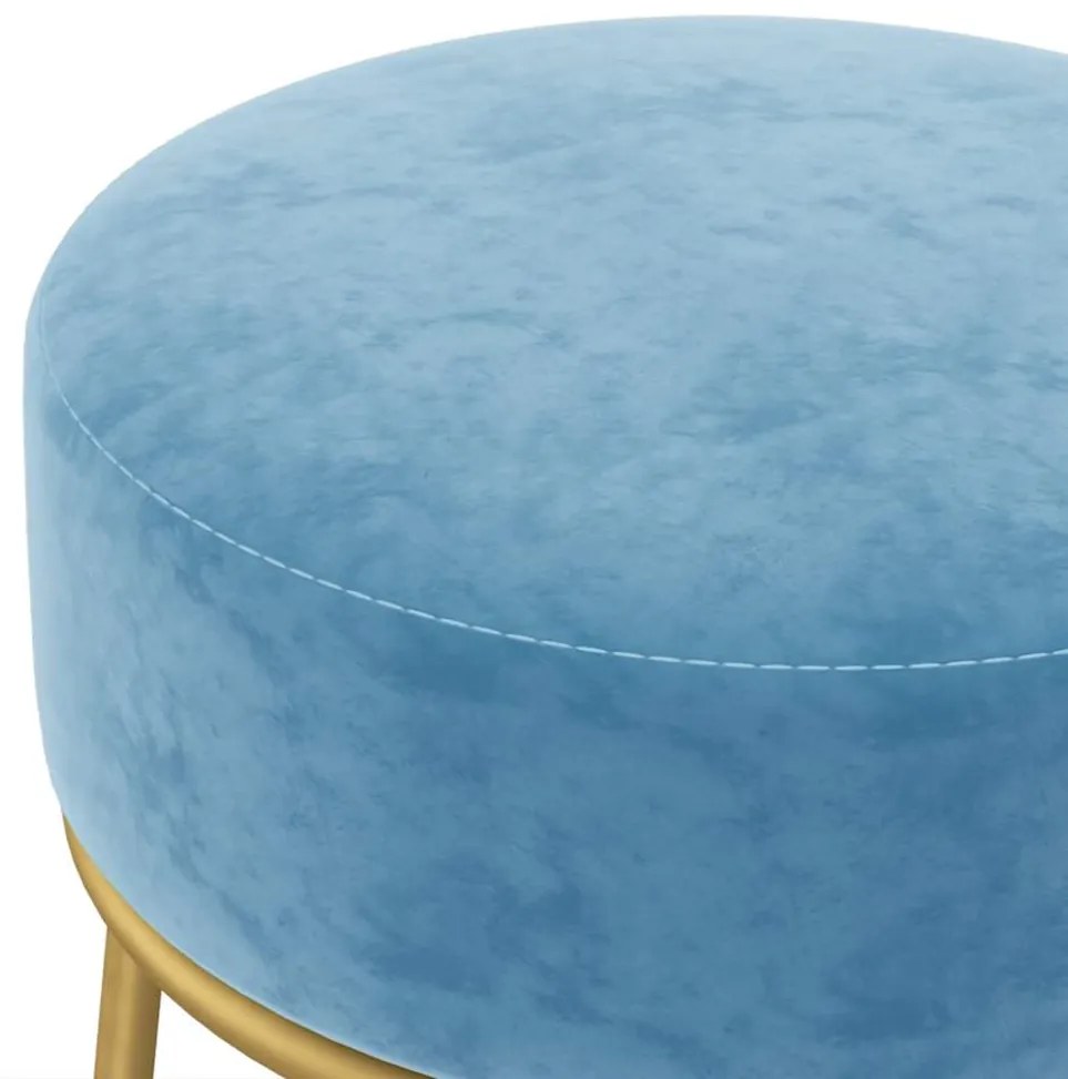 Banqueta redonda veludo azul-claro