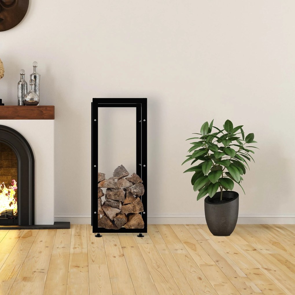 Suporte para lenha Keri V2 40 x 100 x 25 cm Preto