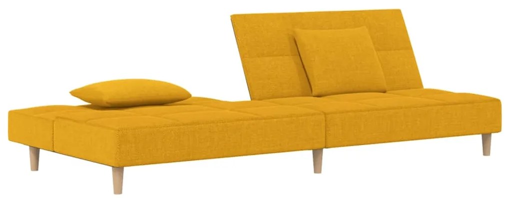 Sofá-cama 2 lugares com duas almofadas tecido amarelo