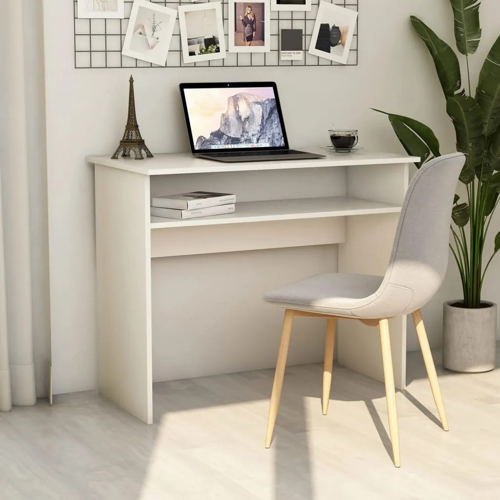 vidaXL Secretária 90x50x74 cm derivados de madeira branco