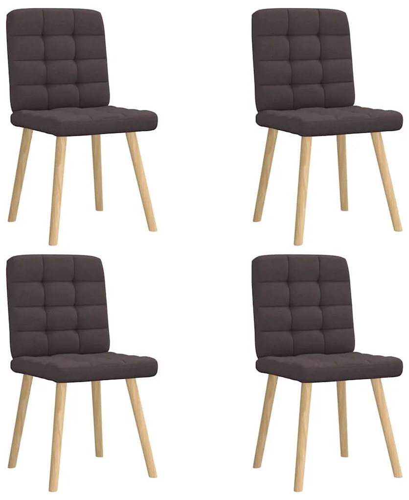 Cadeiras de jantar 4 pcs tecido castanho-escuro